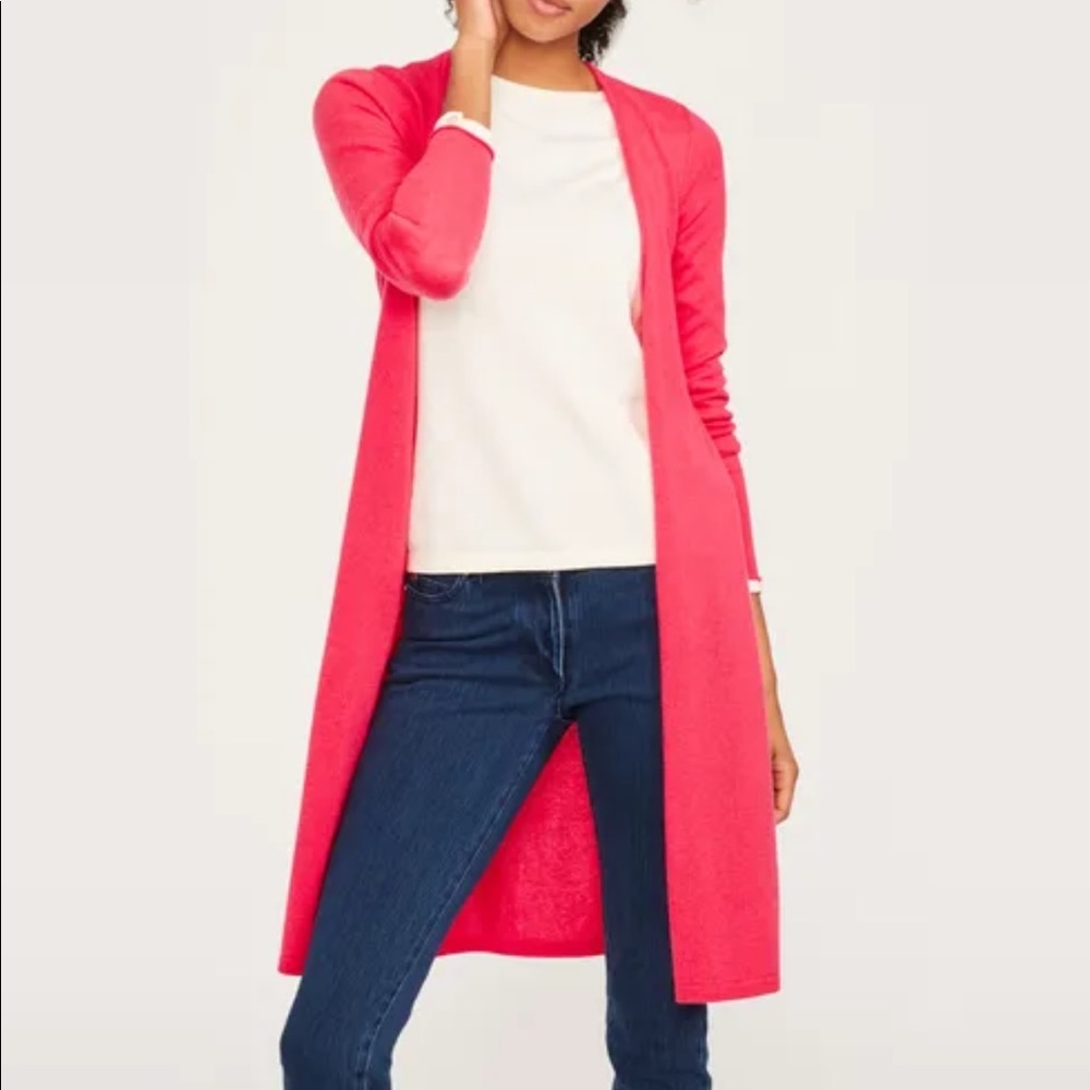 J. McLaughlin Dara Hot Pink Long Duster Open Cardigan XS